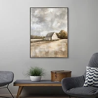Cloudy Farm Framed Canvas Art Print