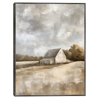 Cloudy Farm Framed Canvas Art Print
