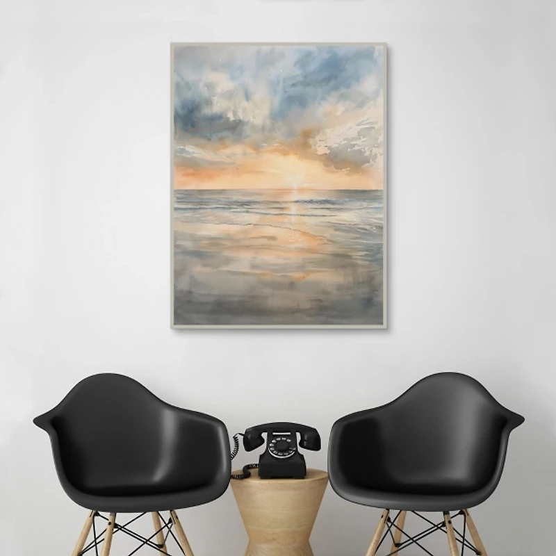Coastal Sunset Framed Canvas Art Print