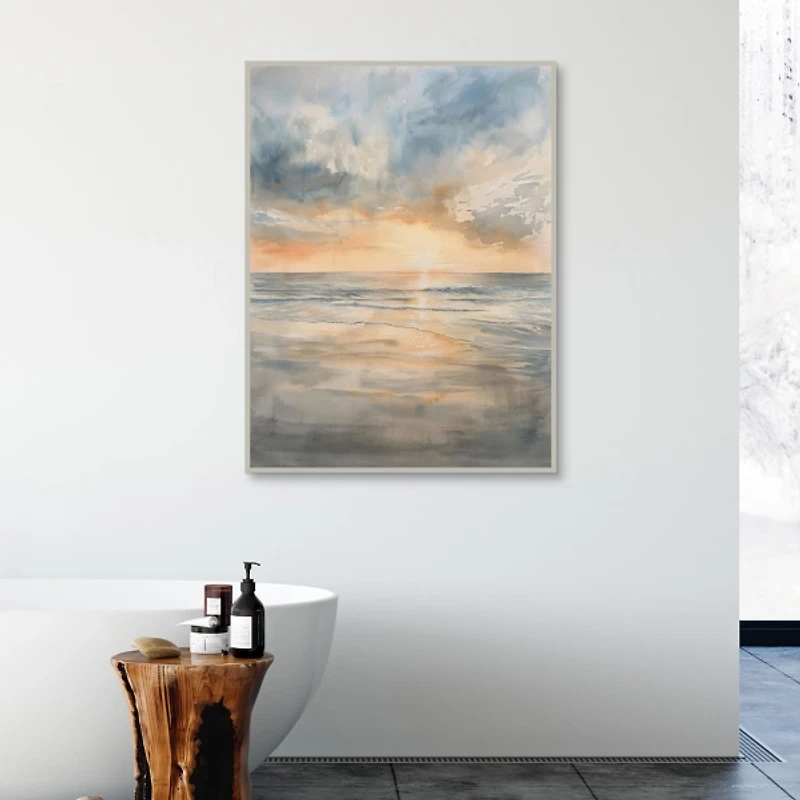 Coastal Sunset Framed Canvas Art Print
