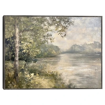 Green Lake Framed Canvas Art Print