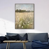 Distressed Grassland Framed Canvas Art Print