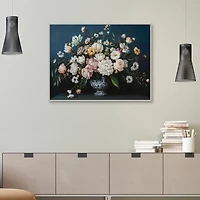 Moody Floral Vase Framed Canvas Art Print