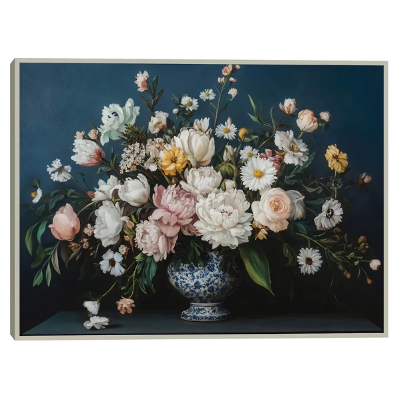 Moody Floral Vase Framed Canvas Art Print