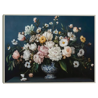 Moody Floral Vase Framed Canvas Art Print