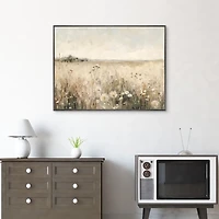 Neutral Meadow Framed Canvas Art Print