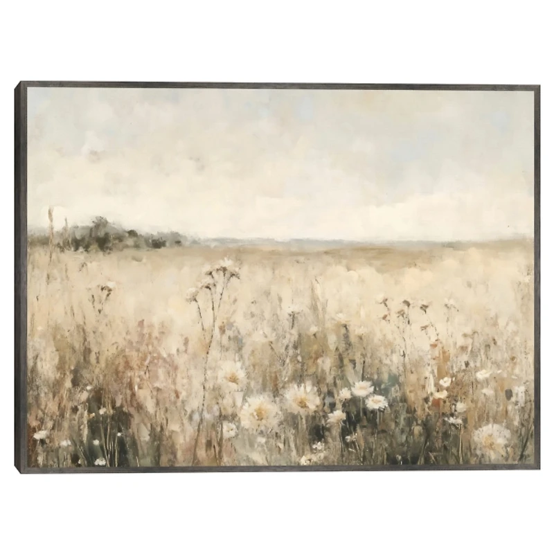 Neutral Meadow Framed Canvas Art Print
