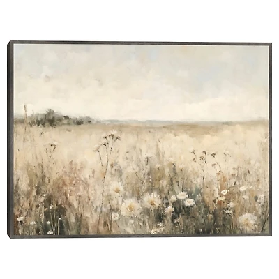 Neutral Meadow Framed Canvas Art Print