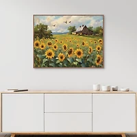 Sunflower Farm Framed Canvas Art Print