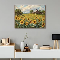 Sunflower Farm Framed Canvas Art Print