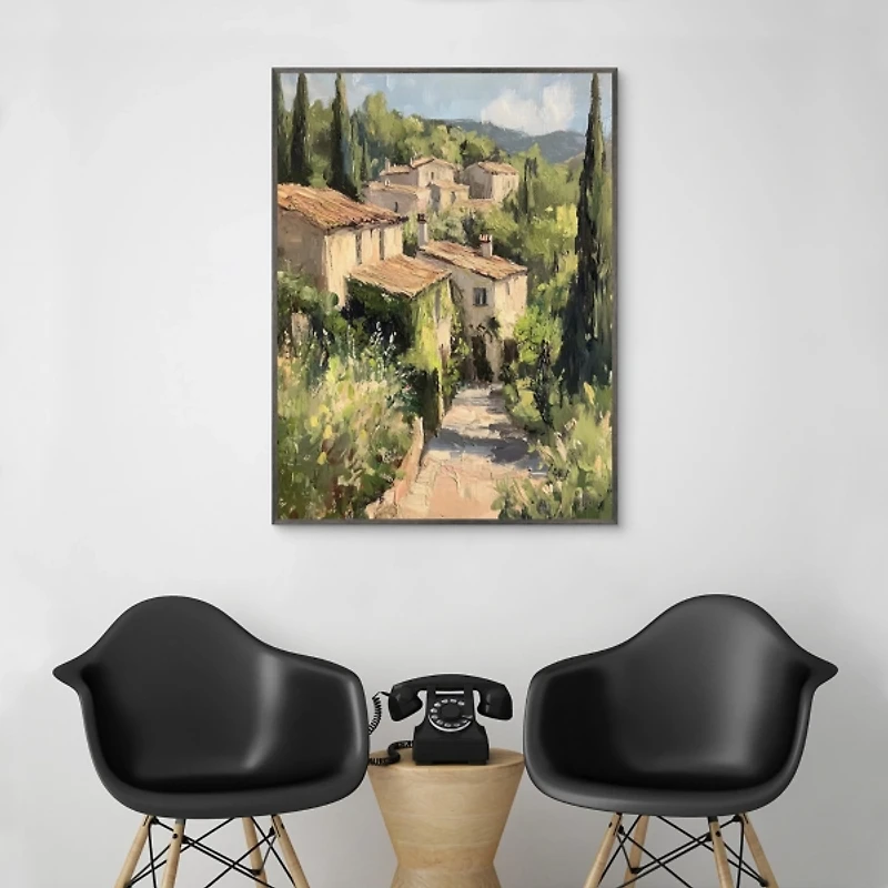 Textured Village Framed Canvas Art Print