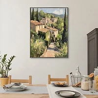 Textured Village Framed Canvas Art Print