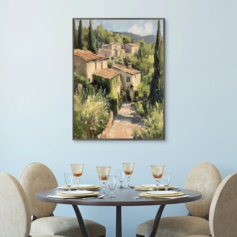 Textured Village Framed Canvas Art Print