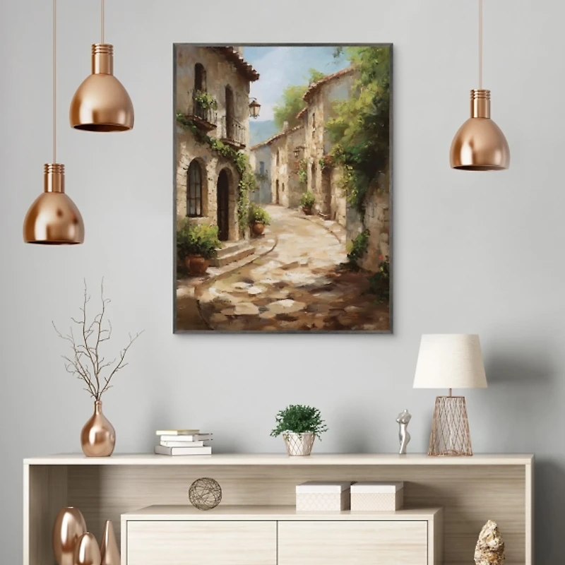 Timeless Village Framed Canvas Art Print