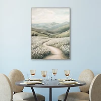 White Wildflowers Framed Canvas Art Print