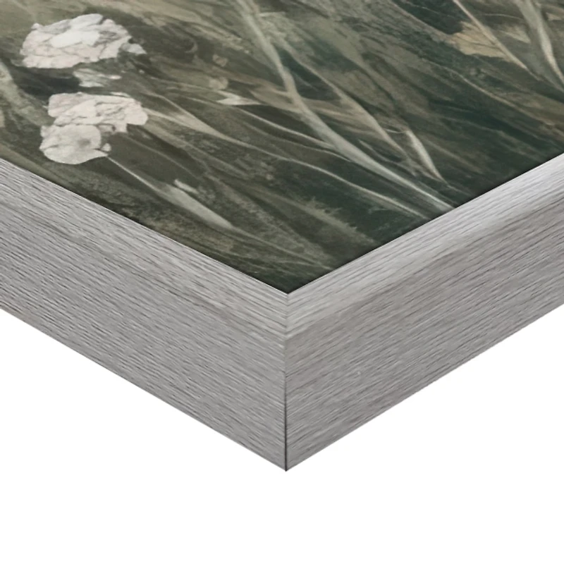 White Wildflowers Framed Canvas Art Print