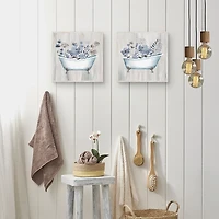 Floral Bath Framed Canvas Art Prints, Set of 2