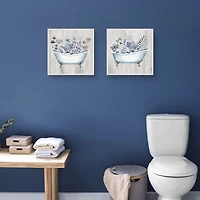 Floral Bath Framed Canvas Art Prints, Set of 2