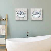 Floral Bath Framed Canvas Art Prints, Set of 2