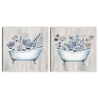 Floral Bath Framed Canvas Art Prints, Set of 2
