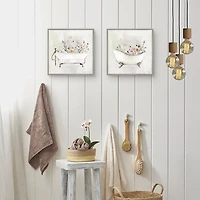 Botanical Bath Framed Canvas Art Prints, Set of 2