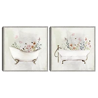 Botanical Bath Framed Canvas Art Prints, Set of 2