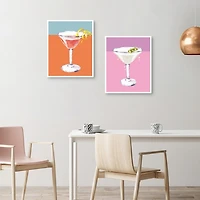 Neon Cosmo & Martini Framed Art Prints, Set of 2