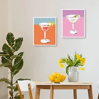 Neon Cosmo & Martini Framed Art Prints, Set of 2