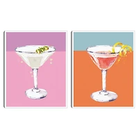 Neon Cosmo & Martini Framed Art Prints, Set of 2