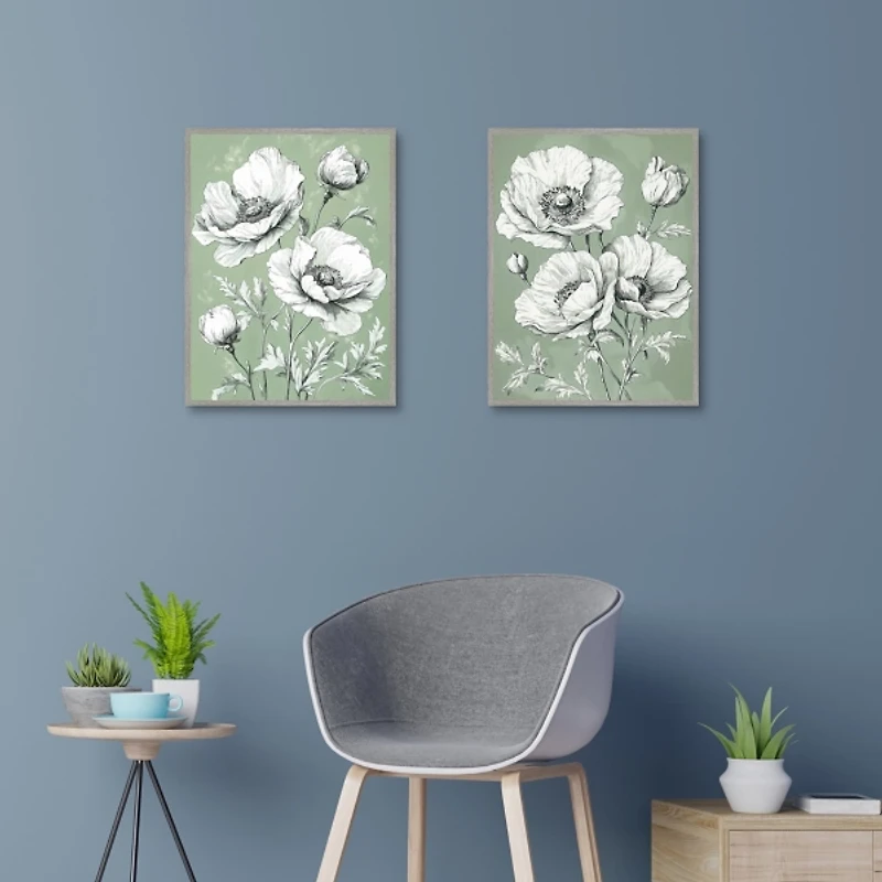 Classic Floral Framed Canvas Art Prints, Set of 2