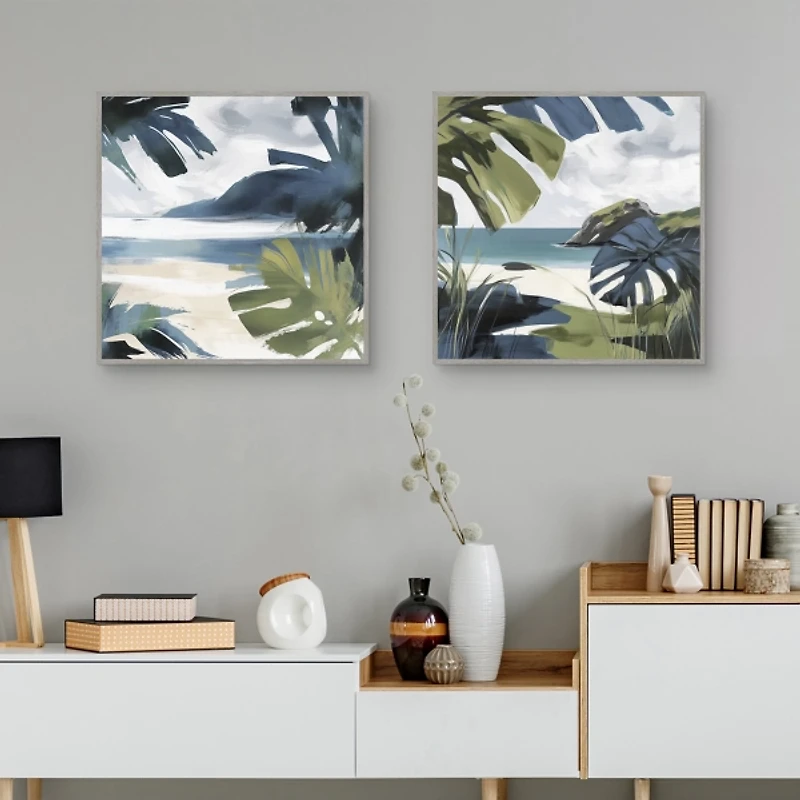 Tropical Vibes Framed Canvas Art Prints, Set of 2