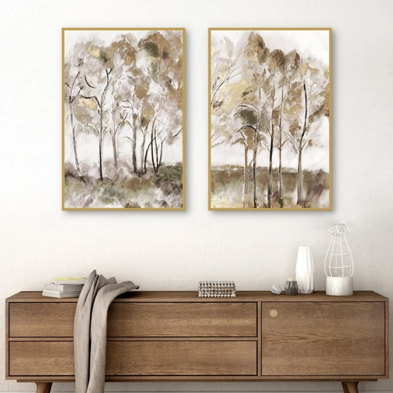 Golden Winds Framed Canvas Art Prints, Set of 2