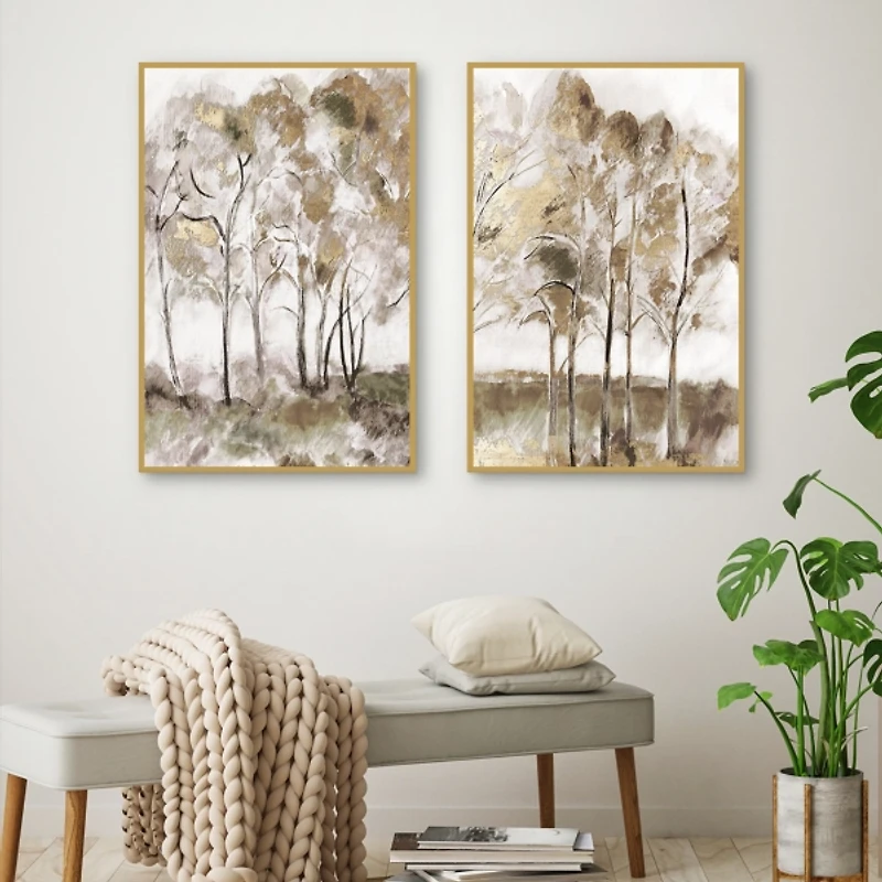Golden Winds Framed Canvas Art Prints, Set of 2