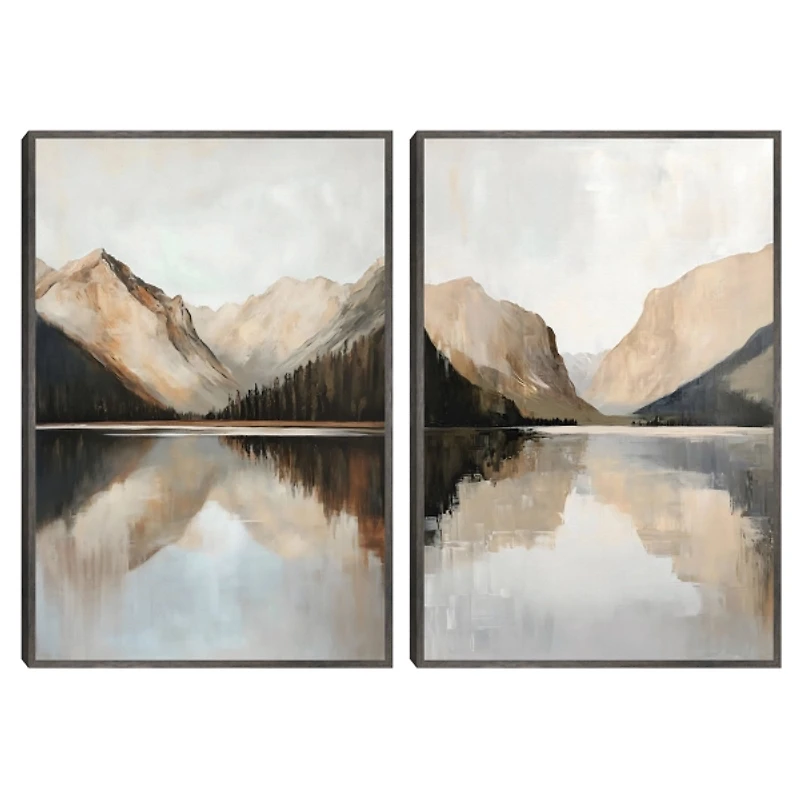 Rustic Mountains Framed Canvas Prints, Set of 2