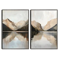 Rustic Mountains Framed Canvas Prints, Set of 2