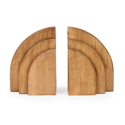 Pinewood Arch Bookends, Set of 2