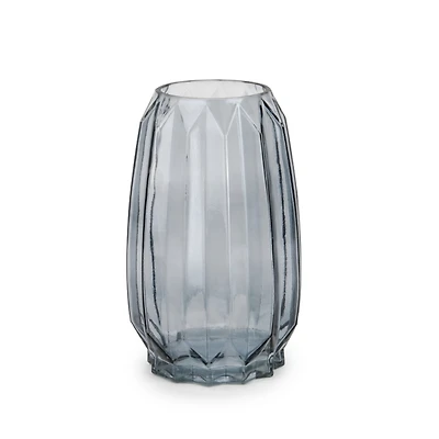 Short Blue Glass Vase