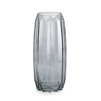Translucent Blue Fluted Glass Vase, 11 in.