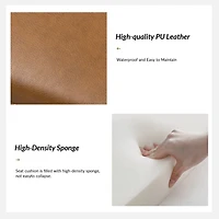 Tufted Camel Faux Leather Jakob Metal Bench