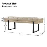 Beige Faux Leather Lauren Metal Bench