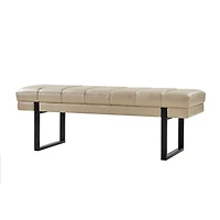 Beige Faux Leather Lauren Metal Bench