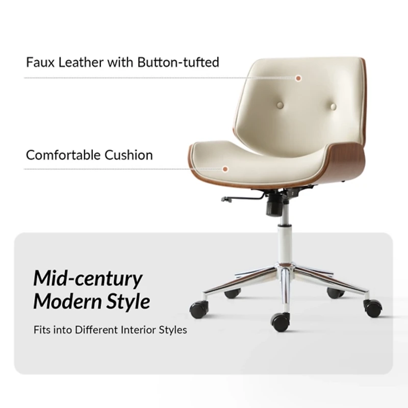 Ivory Faux Leather Molly Office Chair