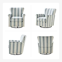 Blue Striped Samantha Upholstered Swivel Chair