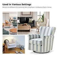 Blue Striped Samantha Upholstered Swivel Chair