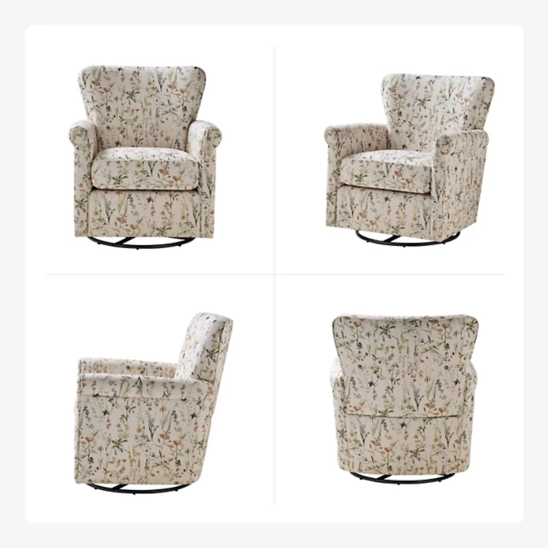 Floral Samantha Upholstered Swivel Chair