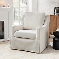 Stanley Ivory Slipcover Swivel Accent Chair