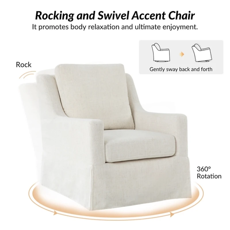 Stanley Ivory Slipcover Swivel Accent Chair