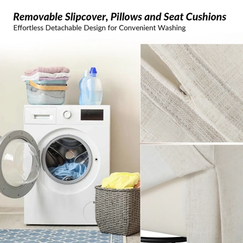 Stanley Ivory Slipcover Swivel Accent Chair