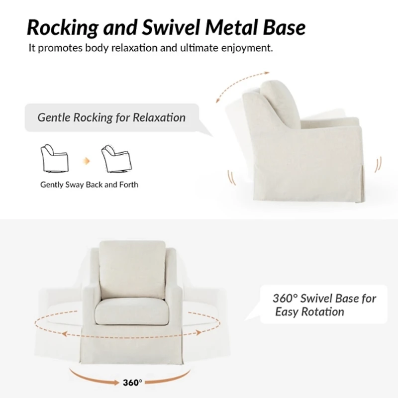 Stanley Ivory Slipcover Swivel Accent Chair