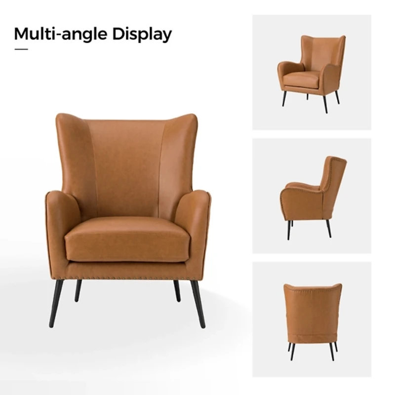 Camel Faux Leather Diomedes Accent Chair